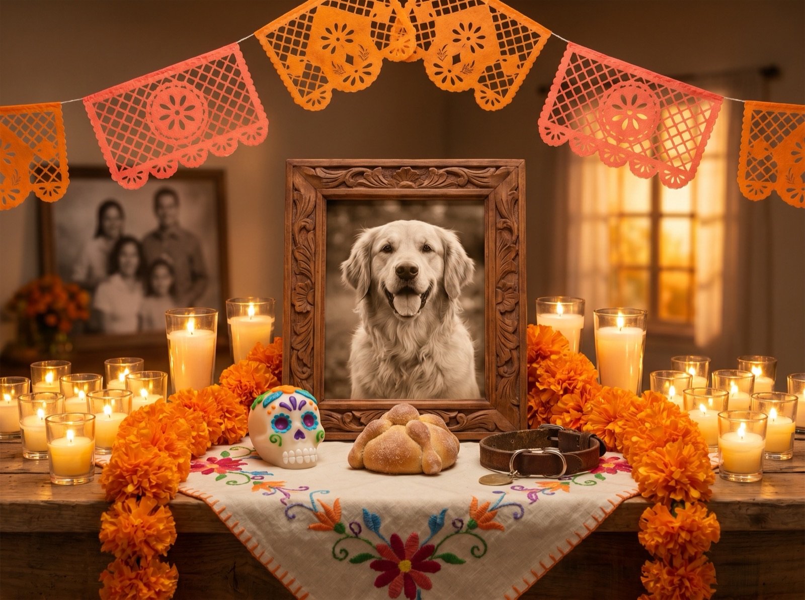 Memorial eterno con altar de Día de Muertos