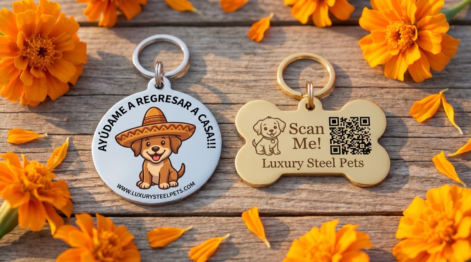 Plaquita Luxury Steel con paw print grabado a láser